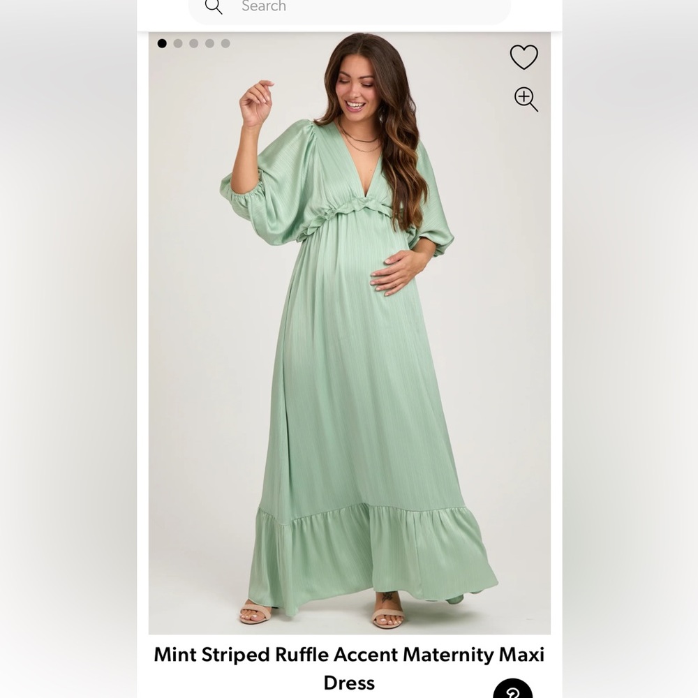 Pink Blush Maternity Mint Striped Ruffle Accent Tiered Maxi Dress in Mint - Picture 6 of 9
